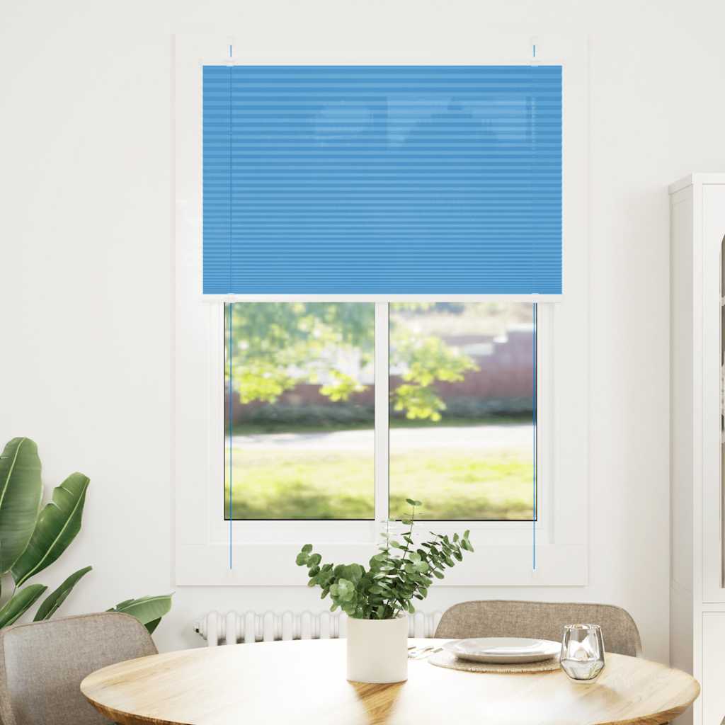 Plisségardin Blå 85x150 cm Stofbredde 84,4 cm Polyester