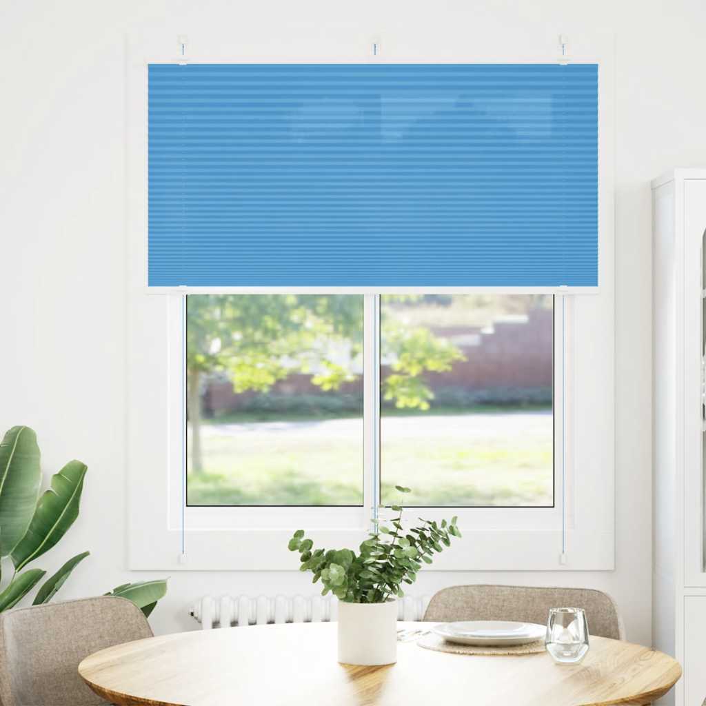 Plisségardin Blå 115x150 cm Stofbredde 114,4 cm Polyester
