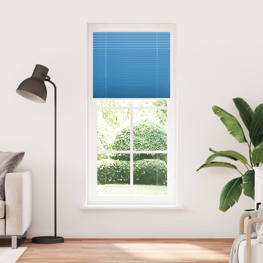 Plisségardin Blå 100x200 cm Stofbredde 99,4 cm Polyester