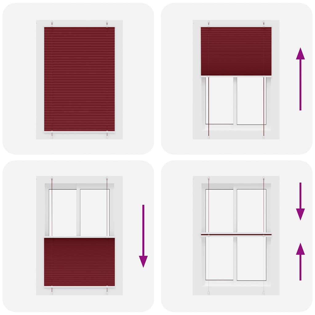 Plisségardin Bordeauxrød 95x100 cm Stofbredde 94,4 cm Polyester