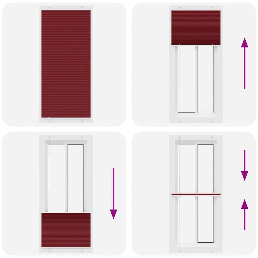 Plisségardin Bordeauxrød 95x200 cm Stofbredde 94,4 cm Polyester