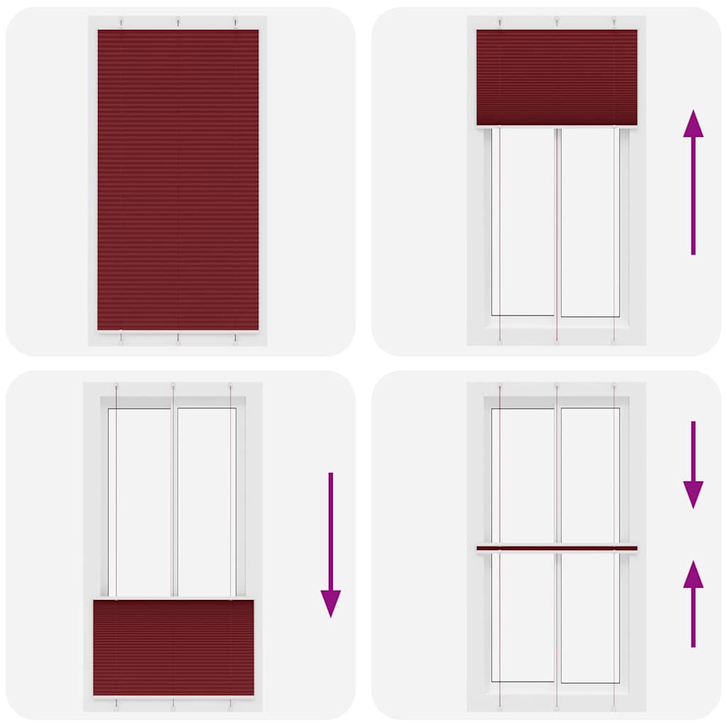 Plisségardin Bordeauxrød 105x200 cm Stofbredde 104,4 cm