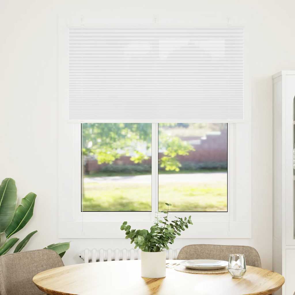 Plisségardin Hvid 105x100 cm Stofbredde 104,4 cm Polyester