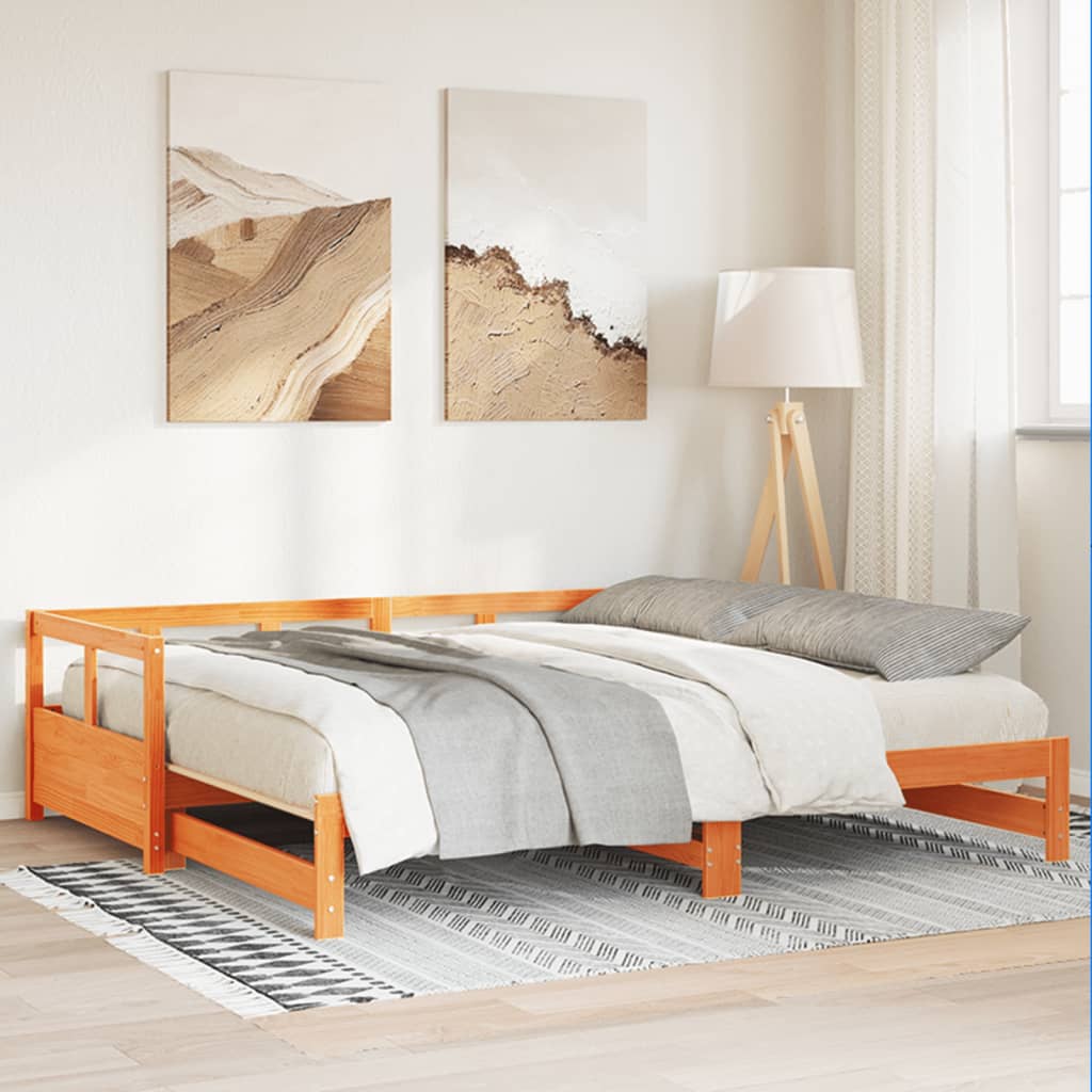 daybed uden madras 80x200 cm massivt fyrretræ gyldenbrun