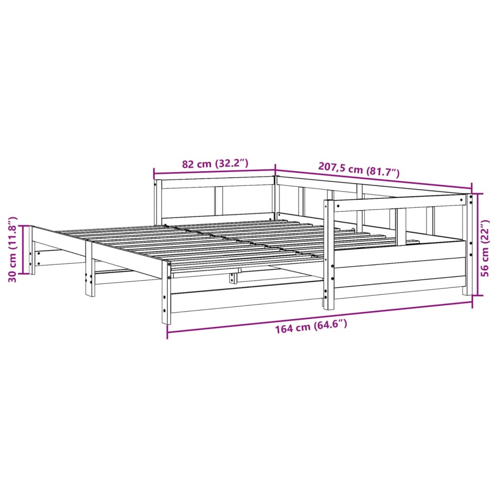 daybed uden madras 80x200 cm massivt fyrretræ gyldenbrun