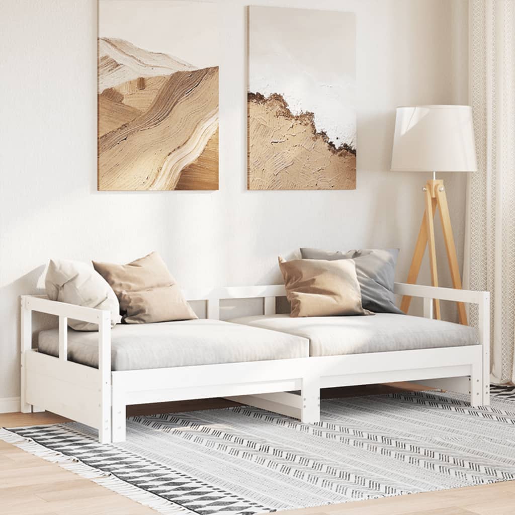 daybed uden madras 90x200 cm massivt fyrretræ hvid