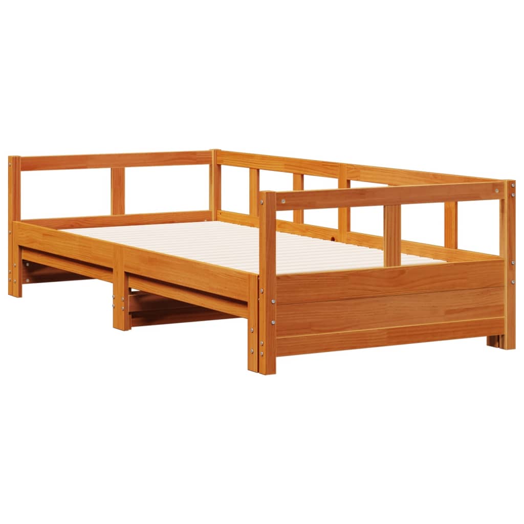 daybed uden madras 90x190 cm massivt fyrretræ gyldenbrun