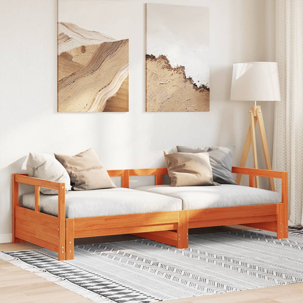 daybed uden madras 90x190 cm massivt fyrretræ gyldenbrun