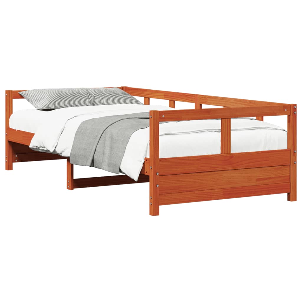 daybed uden madras 80x200 cm massivt fyrretræ gyldenbrun