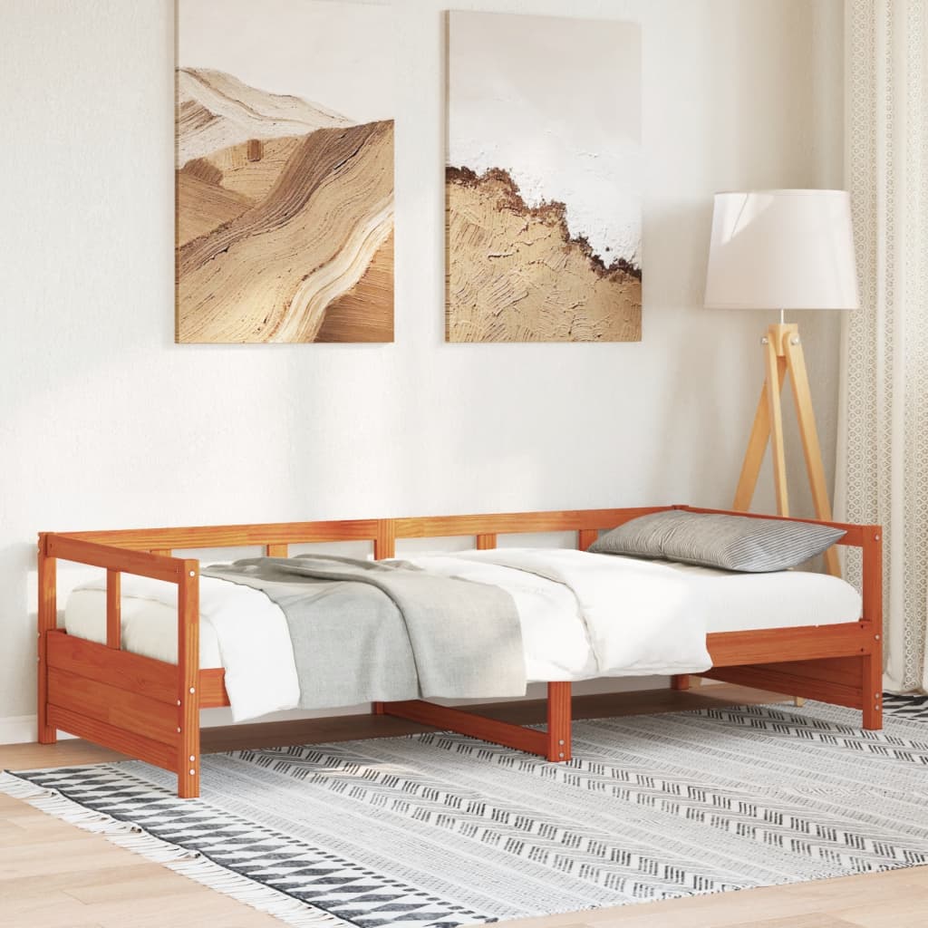 daybed uden madras 80x200 cm massivt fyrretræ gyldenbrun