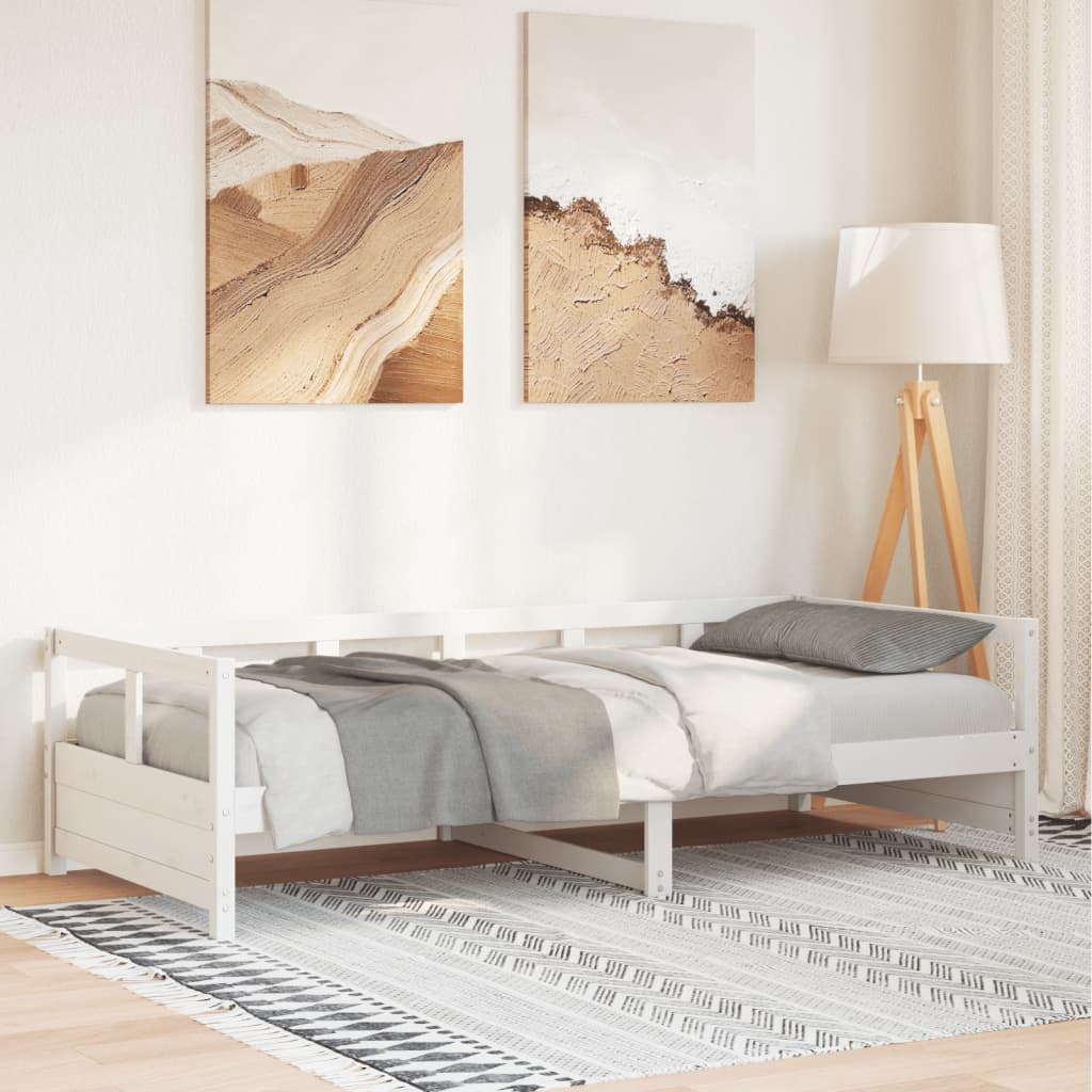 daybed uden madras 90x200 cm massivt fyrretræ hvid