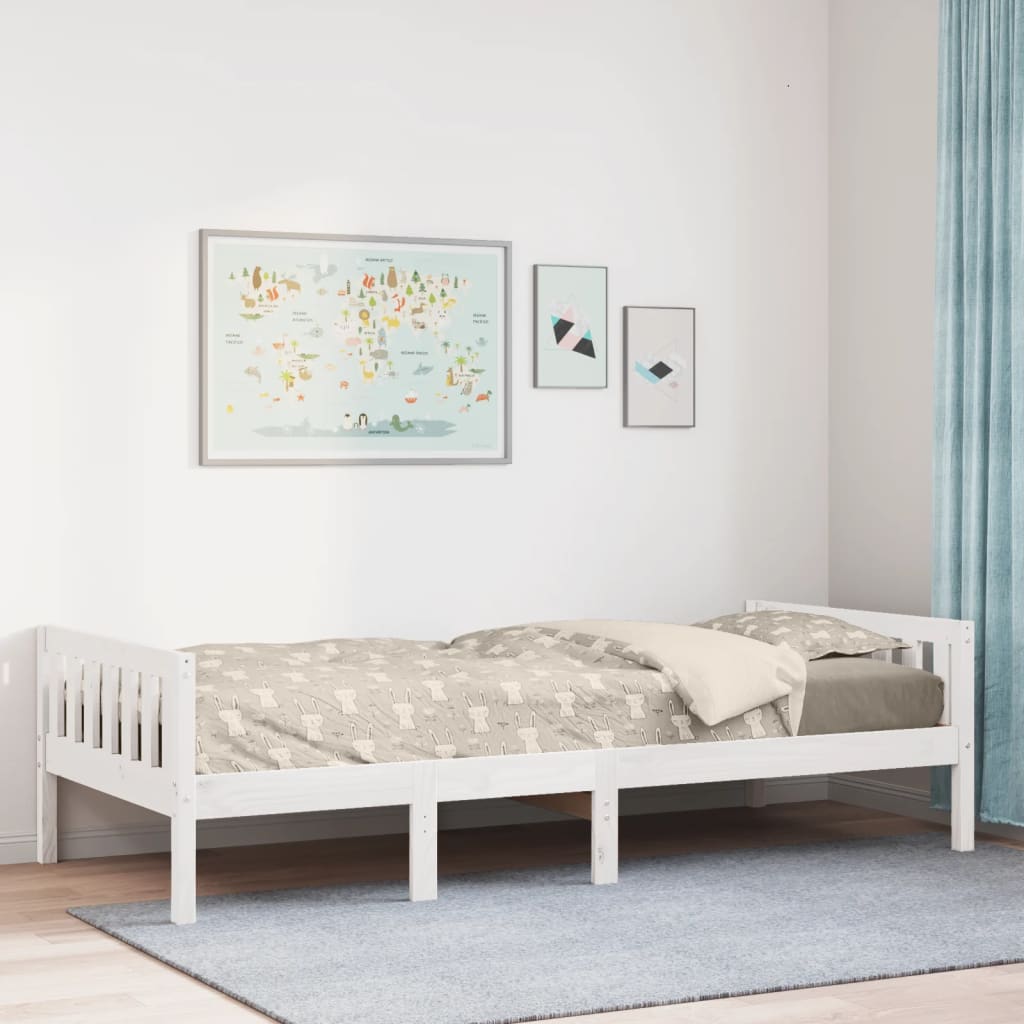 juniorseng uden madras 80x200 cm massivt fyrretræ hvid