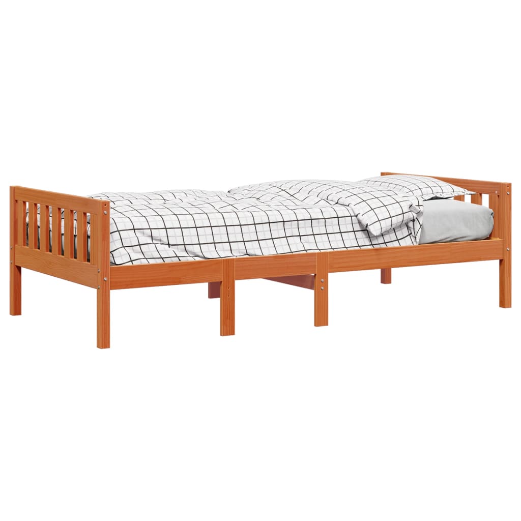 juniorseng uden madras 80x200 cm massivt fyrretræ gyldenbrun
