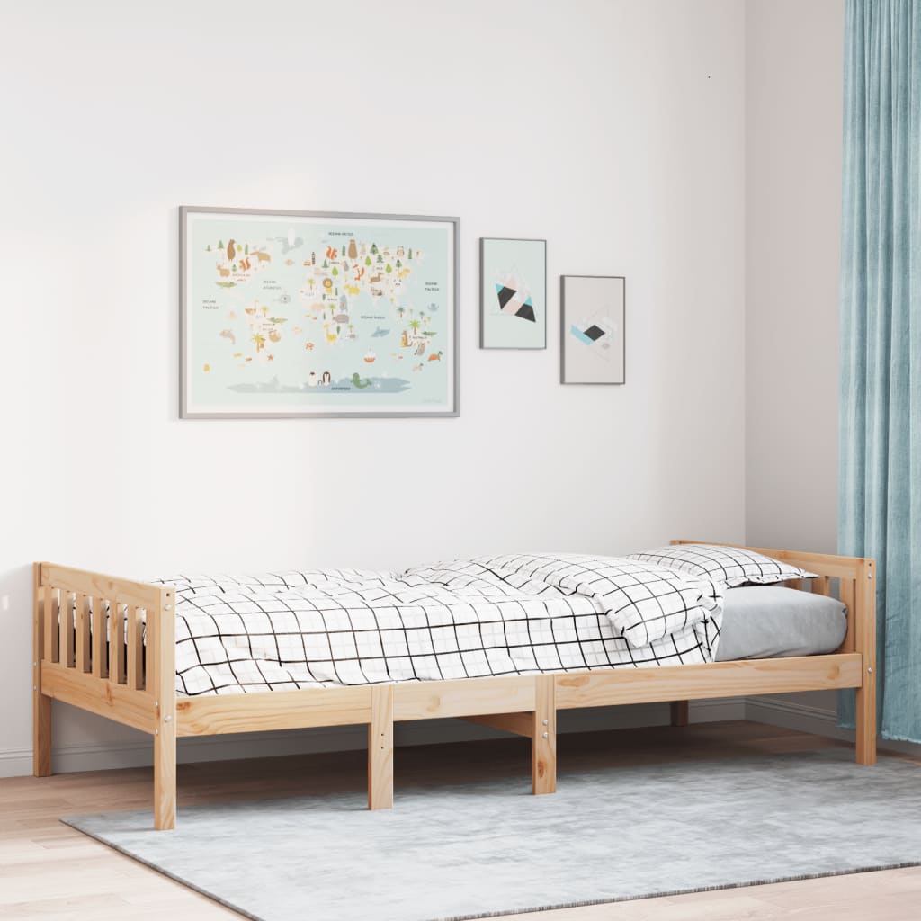 juniorseng uden madras 90x200 cm massivt fyrretræ