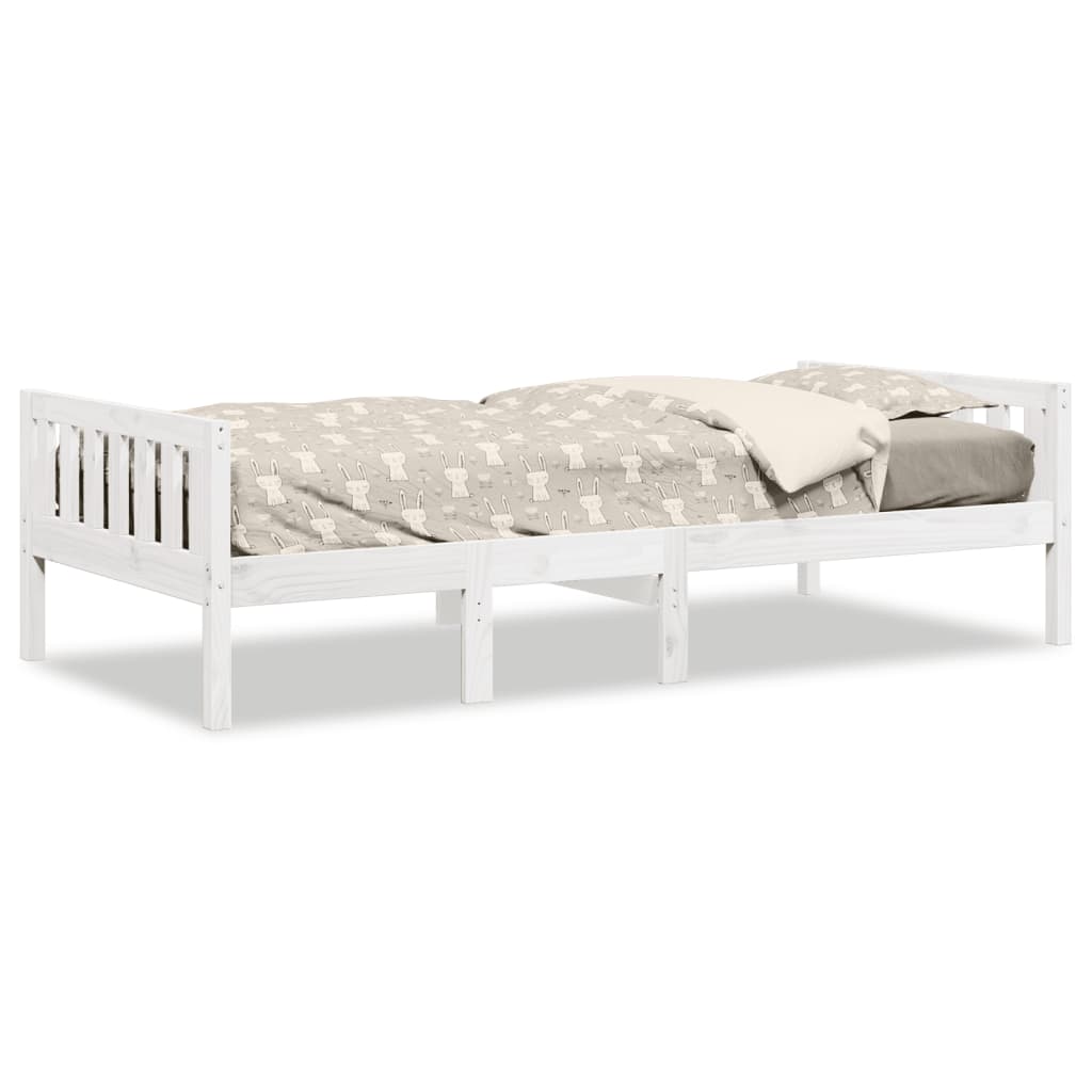 juniorseng uden madras 90x200 cm massivt fyrretræ hvid