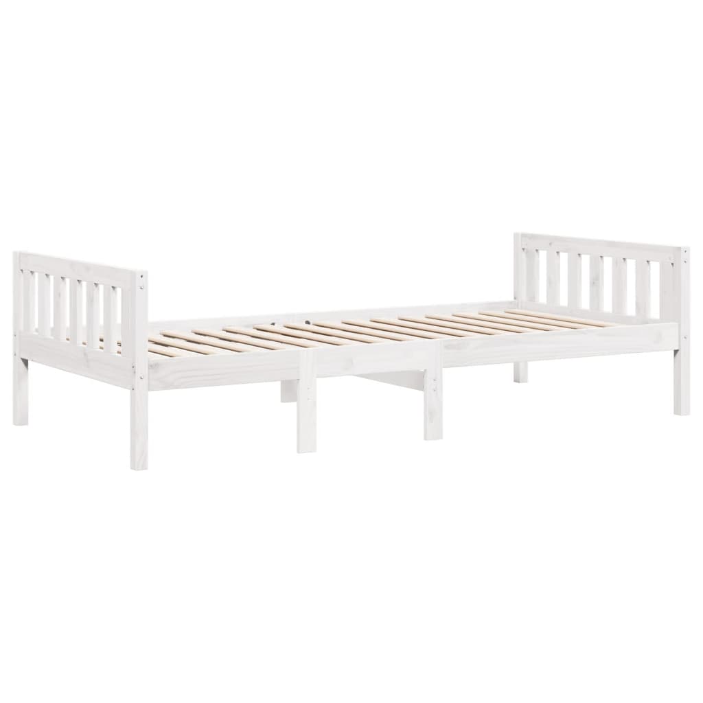 juniorseng uden madras 90x200 cm massivt fyrretræ hvid