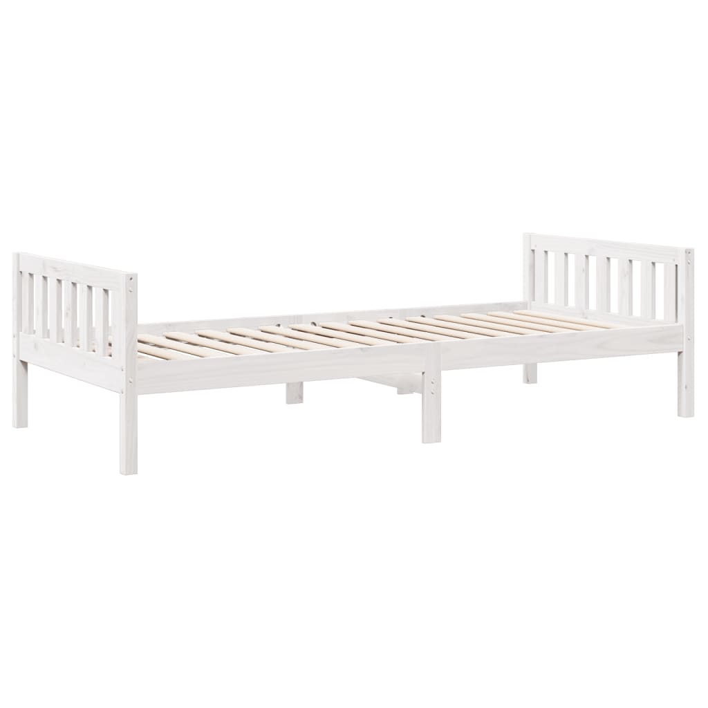 juniorseng uden madras 90x200 cm massivt fyrretræ hvid