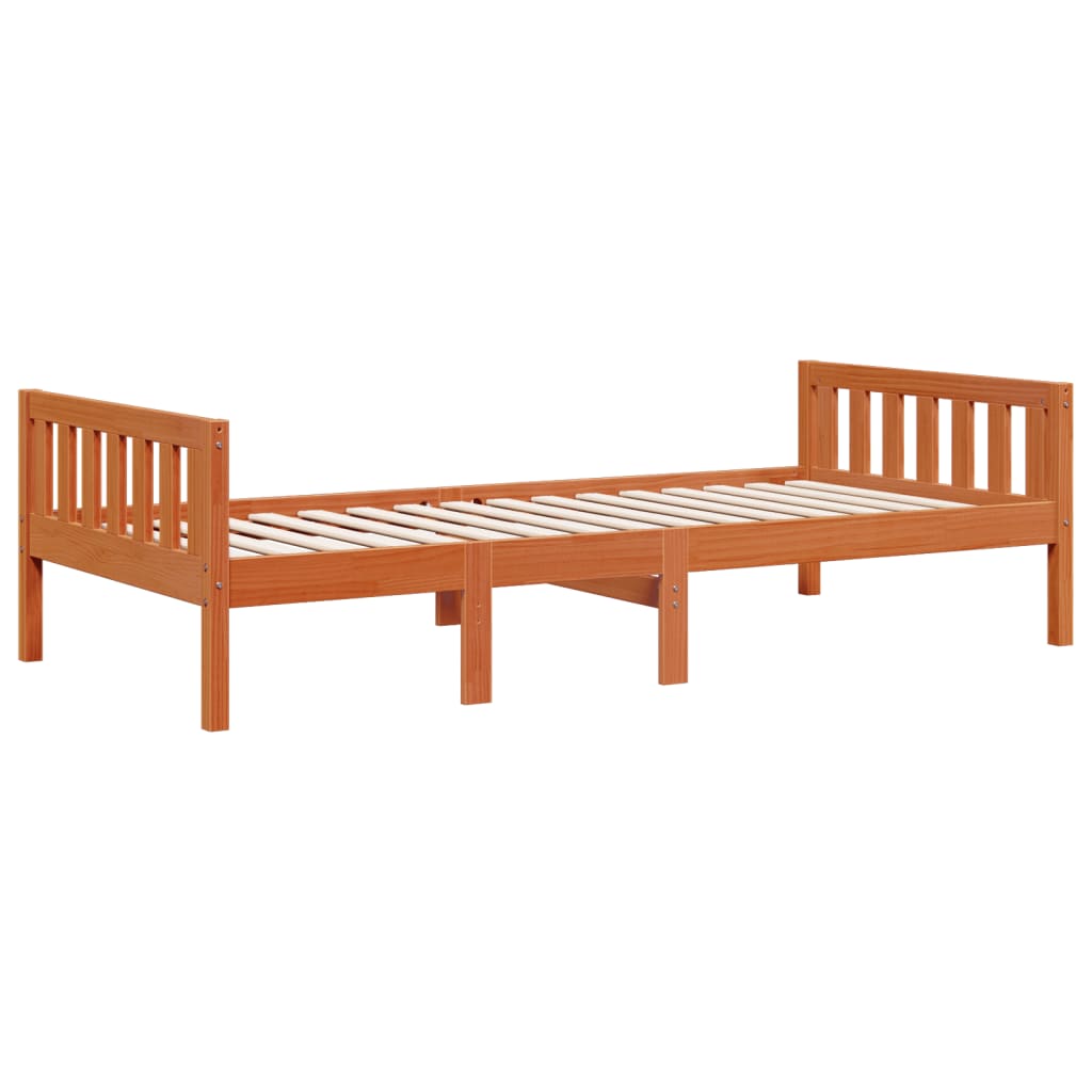 juniorseng uden madras 90x200 cm massivt fyr gyldenbrun