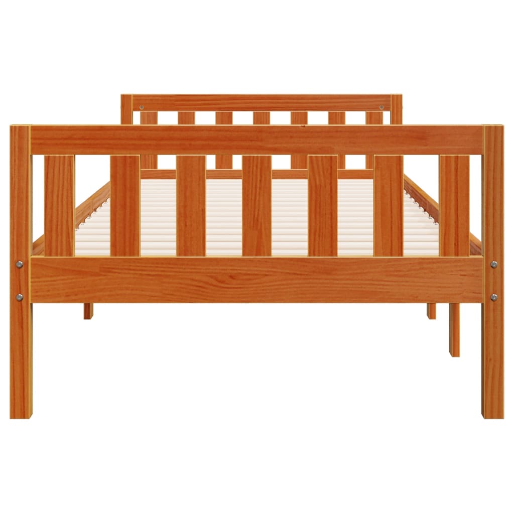 juniorseng uden madras 90x200 cm massivt fyr gyldenbrun