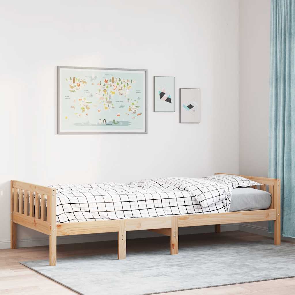 juniorseng uden madras 90x190 cm massivt fyrretræ