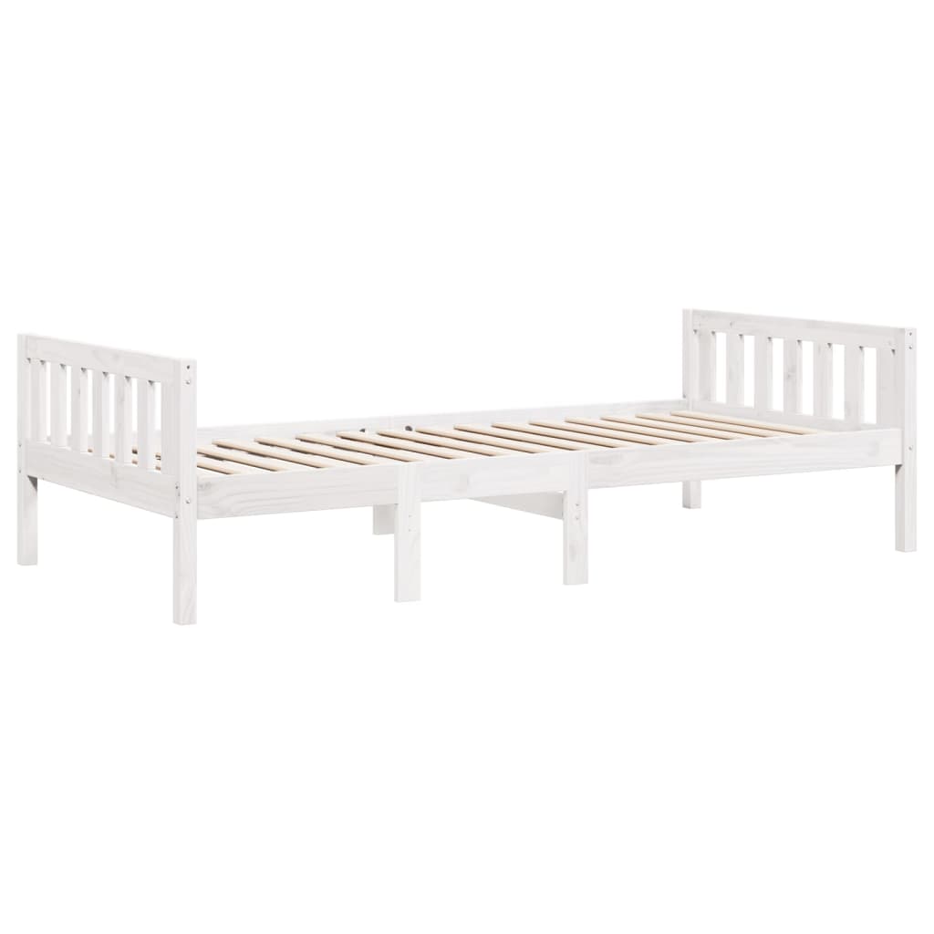 juniorseng uden madras 90x190 cm massivt fyrretræ hvid
