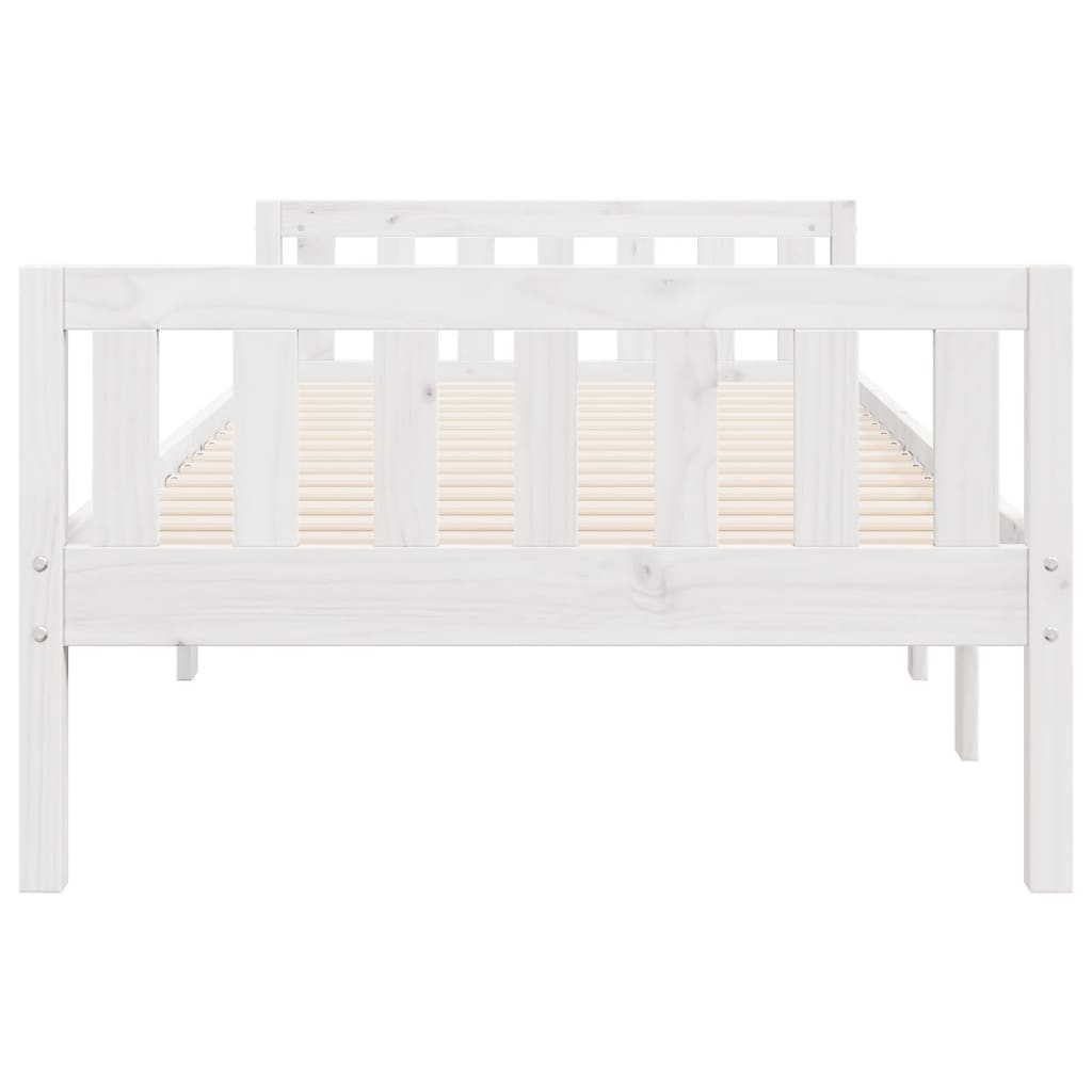 juniorseng uden madras 90x190 cm massivt fyrretræ hvid