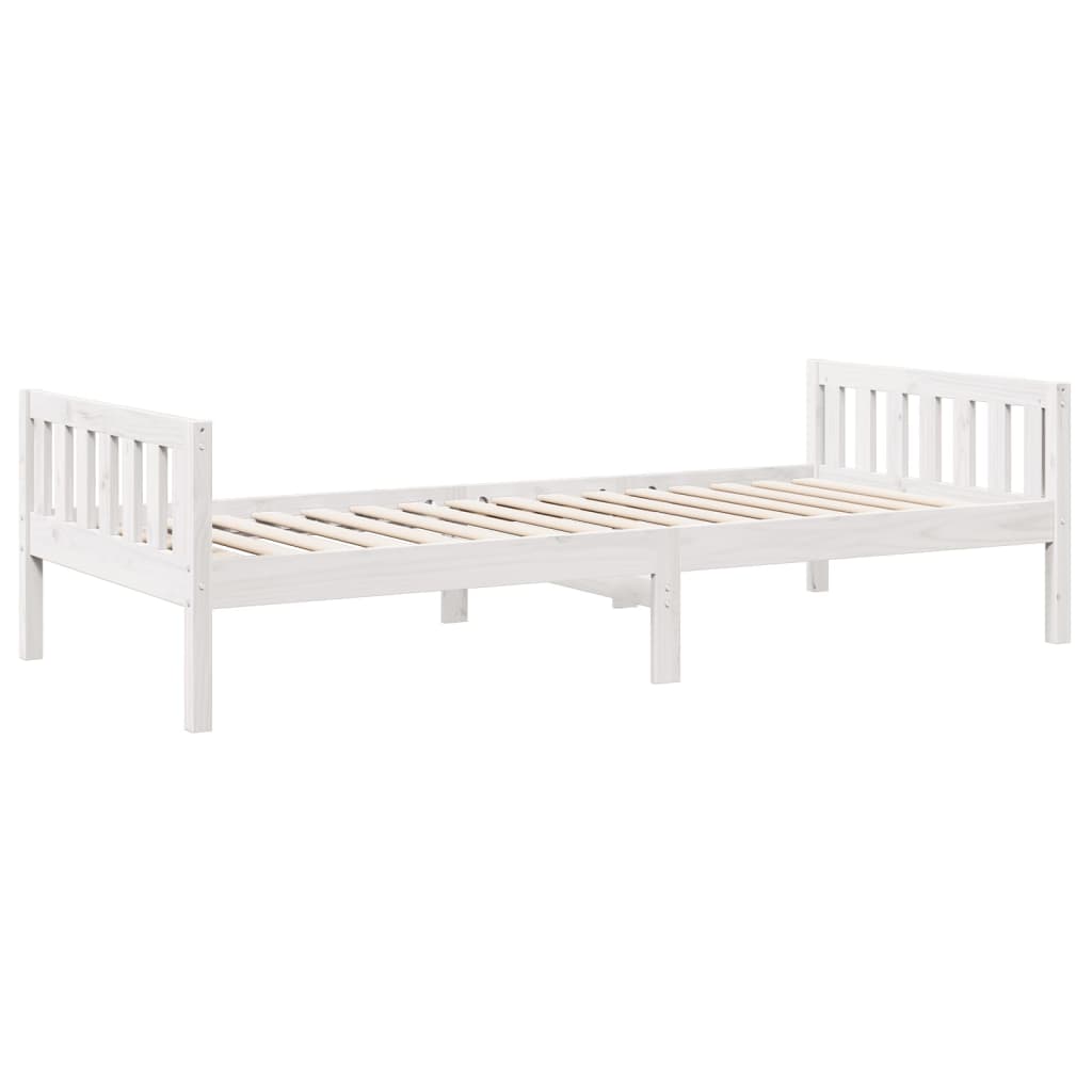 juniorseng uden madras 90x190 cm massivt fyrretræ hvid
