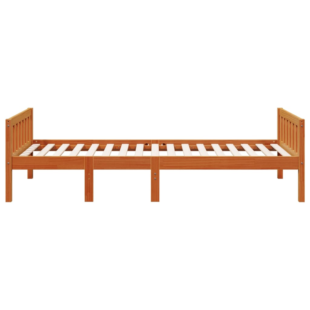 juniorseng uden madras 90x190 cm massivt fyrretræ gyldenbrun
