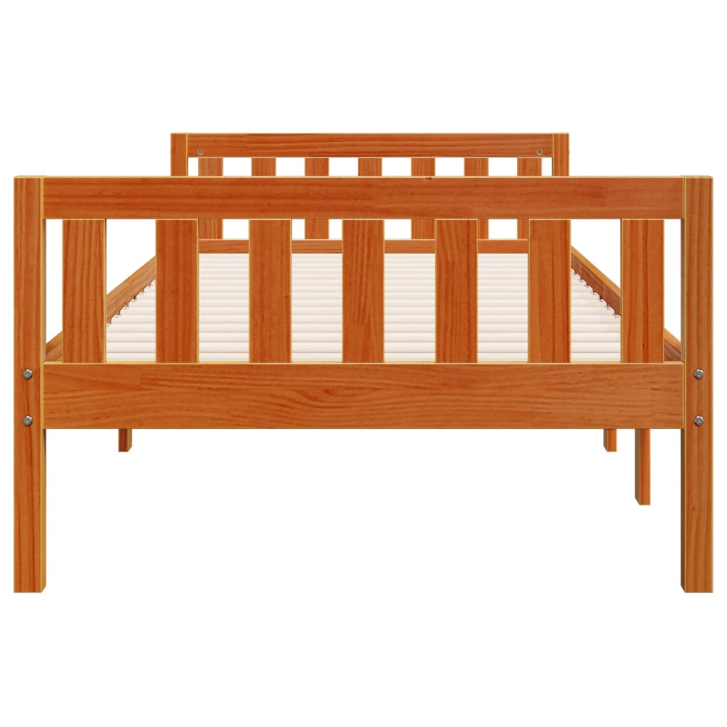 juniorseng uden madras 90x190 cm massivt fyrretræ gyldenbrun