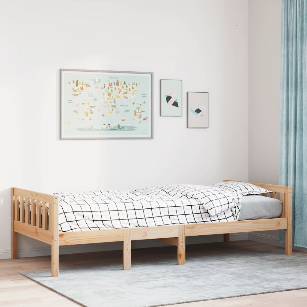 juniorseng uden madras 75x190 cm massivt fyrretræ