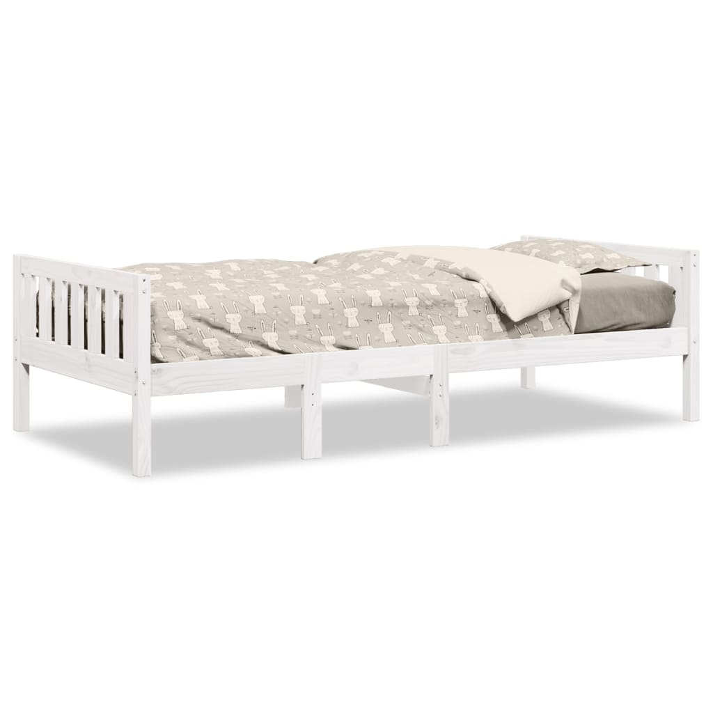 juniorseng uden madras 75x190 cm massivt fyrretræ hvid