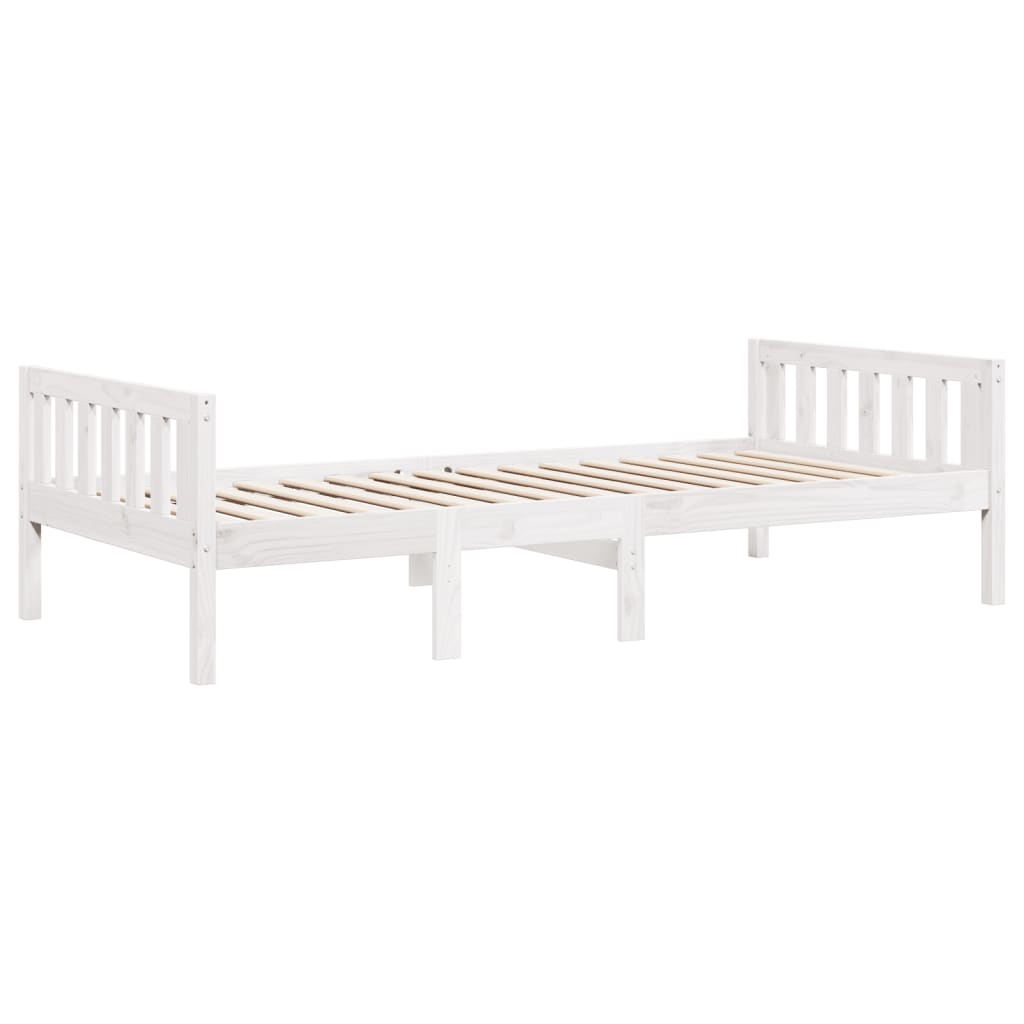 juniorseng uden madras 75x190 cm massivt fyrretræ hvid