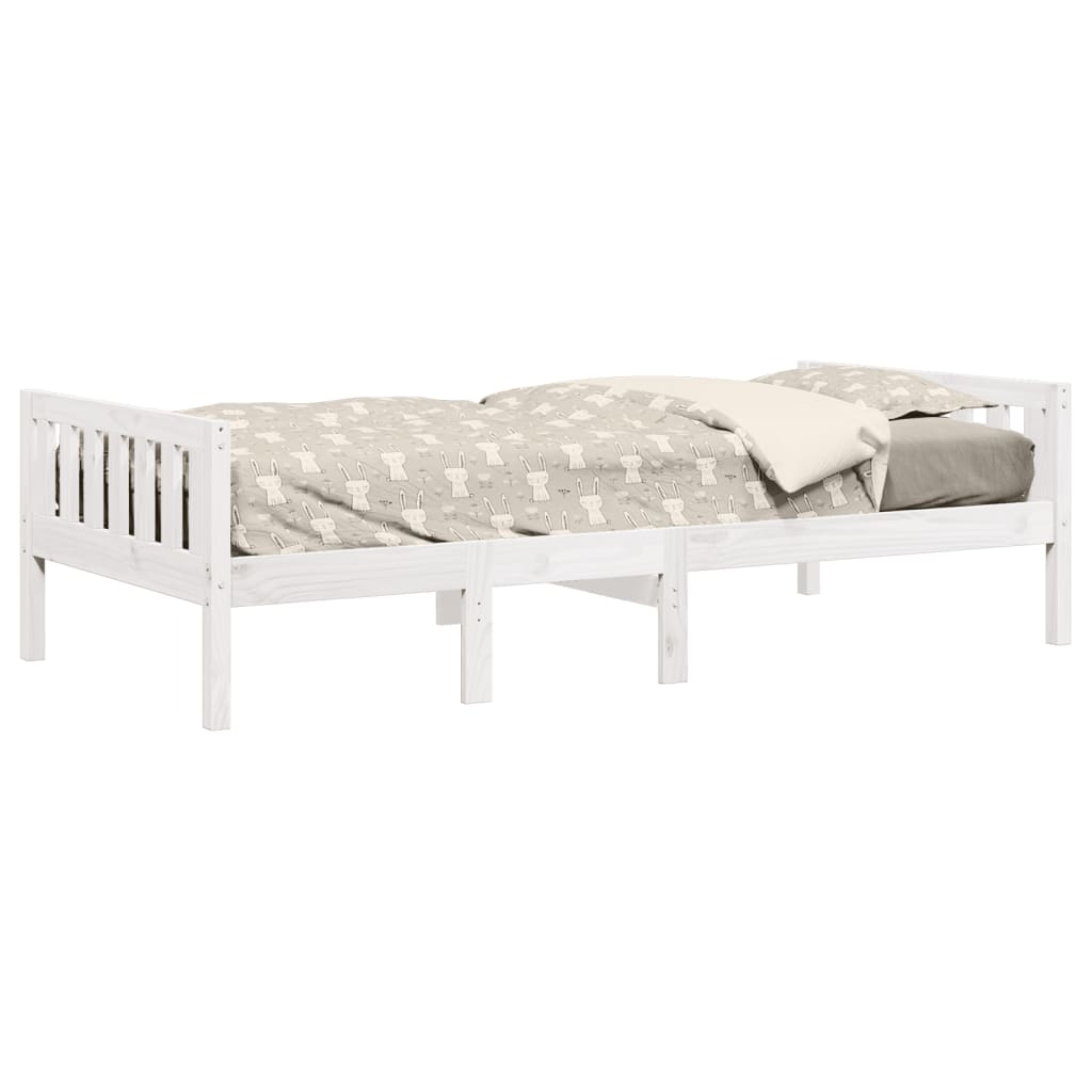 juniorseng uden madras 75x190 cm massivt fyrretræ hvid
