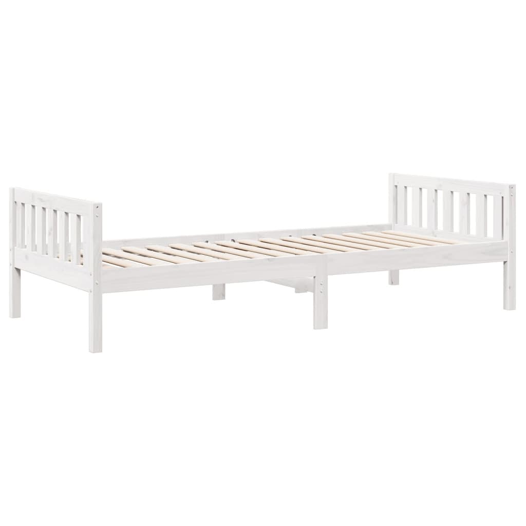 juniorseng uden madras 75x190 cm massivt fyrretræ hvid