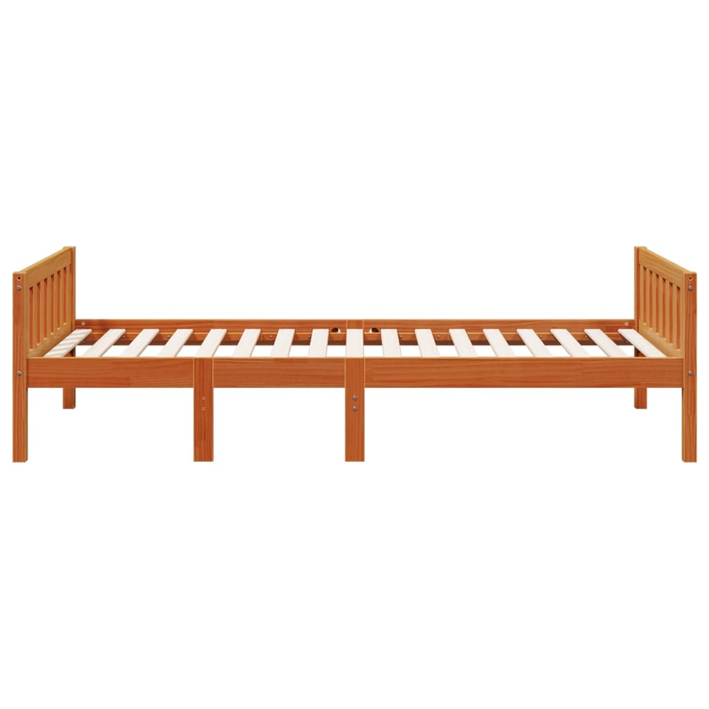 juniorseng uden madras 75x190 cm massivt fyrretræ gyldenbrun