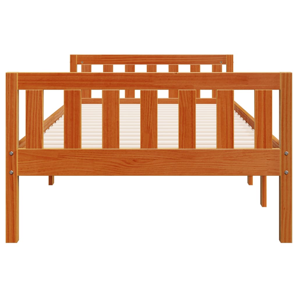 juniorseng uden madras 75x190 cm massivt fyrretræ gyldenbrun
