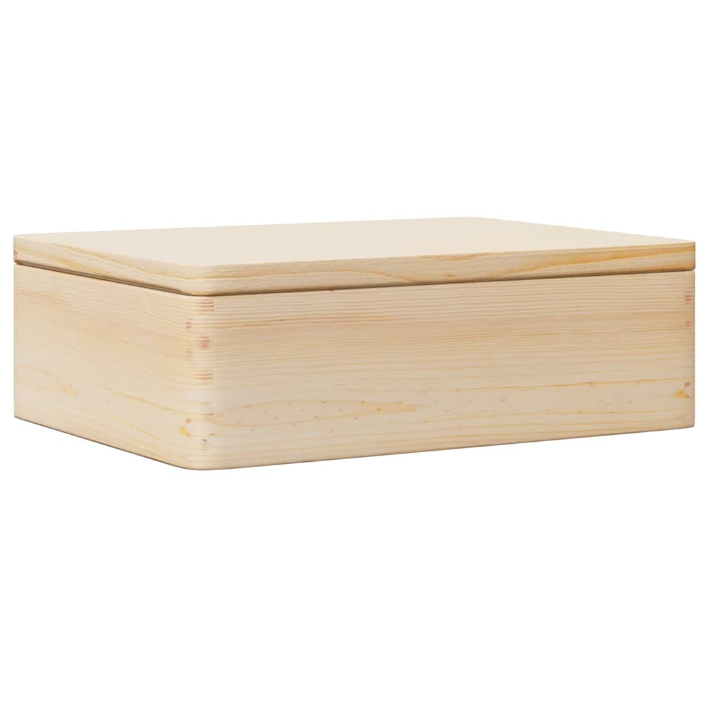 trækasse med låg 40x30x13 cm massivt fyrretræ