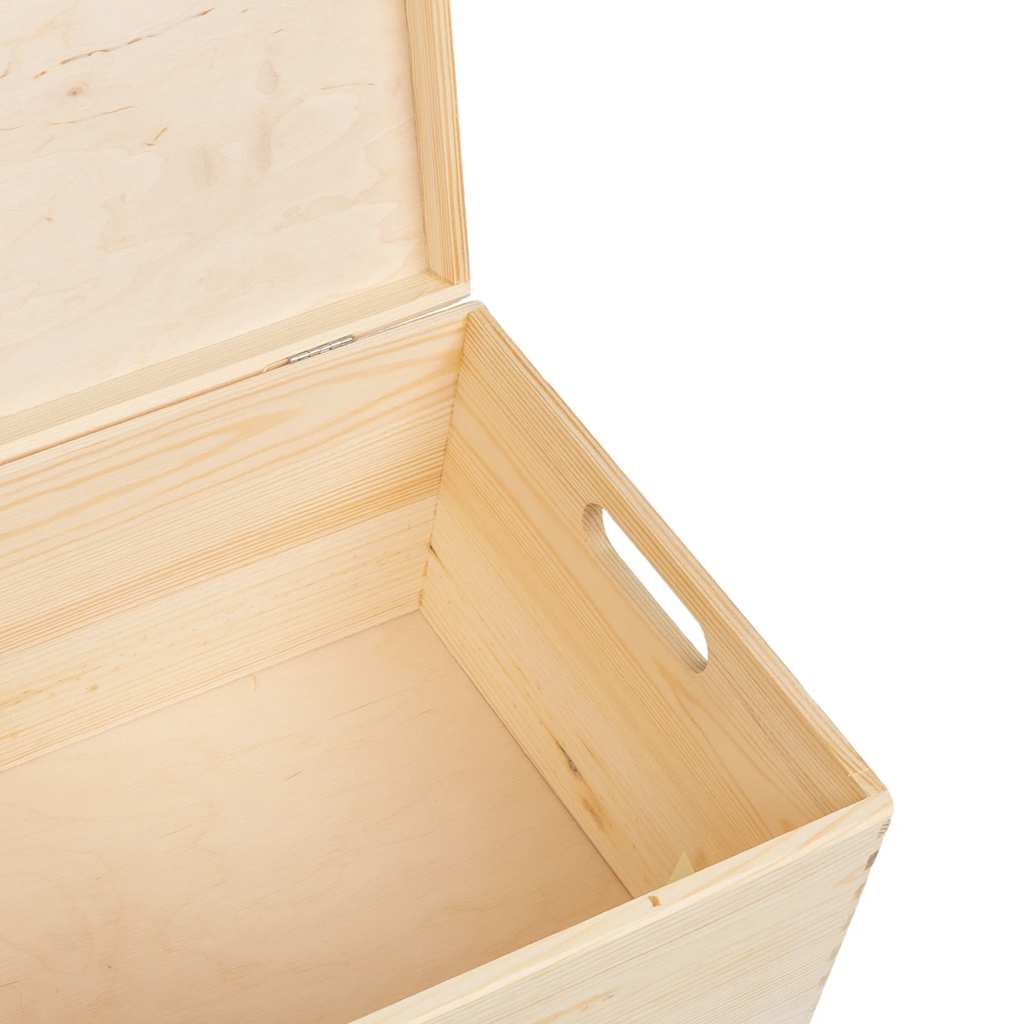 trækasse med låg og håndtag 40x30x23 cm massivt fyrretræ