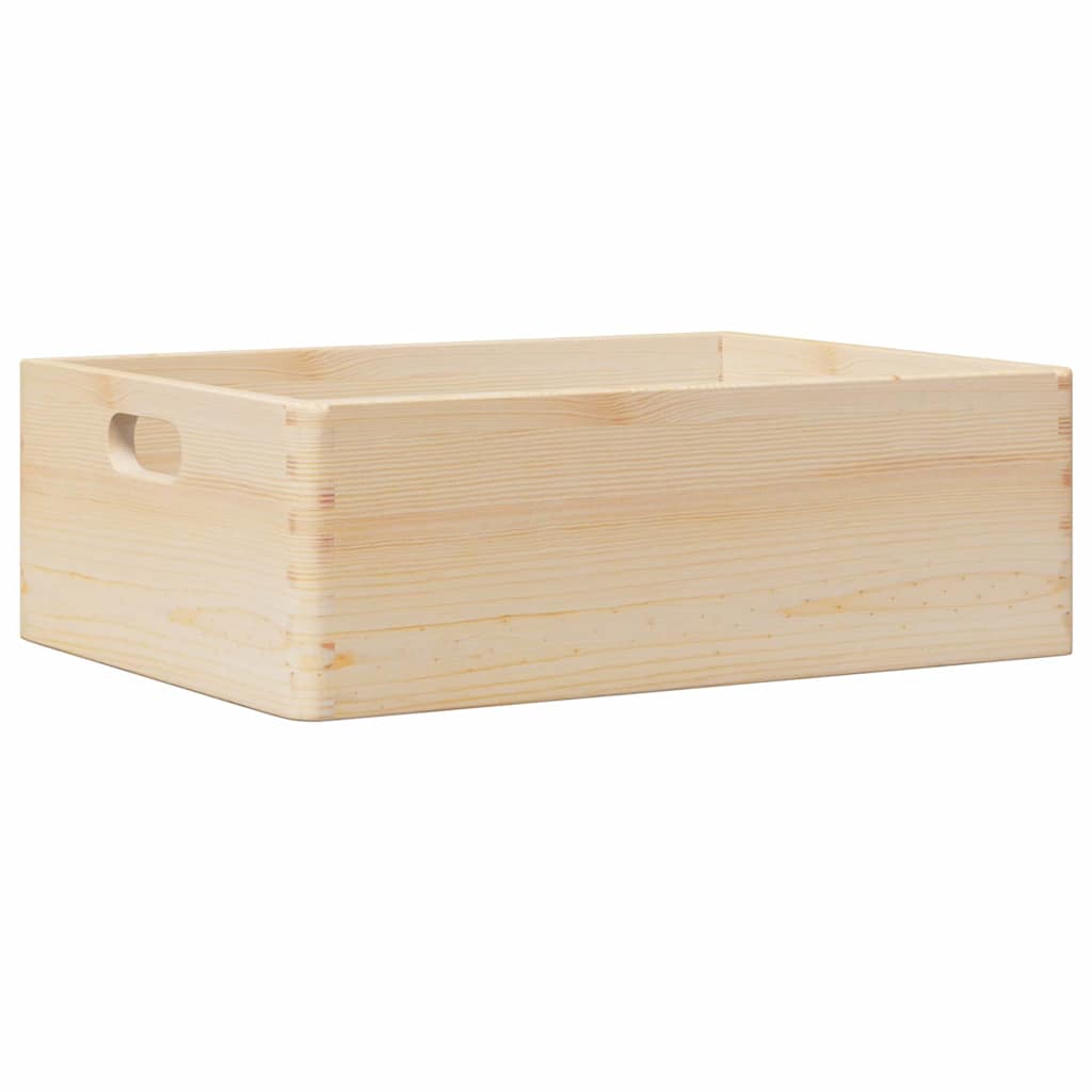 trækasse med håndtag 40x30x13 cm massivt træ fyrretræ
