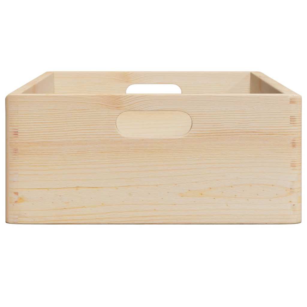 trækasse med håndtag 40x30x13 cm massivt træ fyrretræ