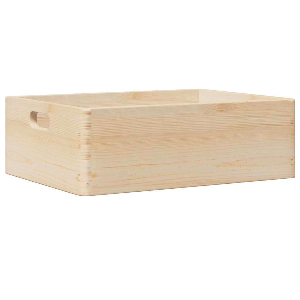 trækasse med håndtag 40x30x13 cm massivt træ fyrretræ