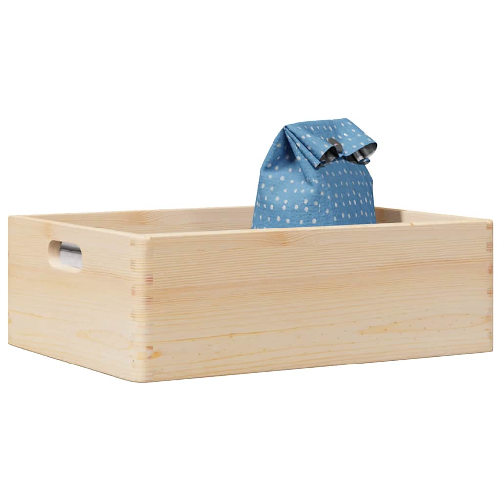 trækasse med håndtag 40x30x13 cm massivt træ fyrretræ