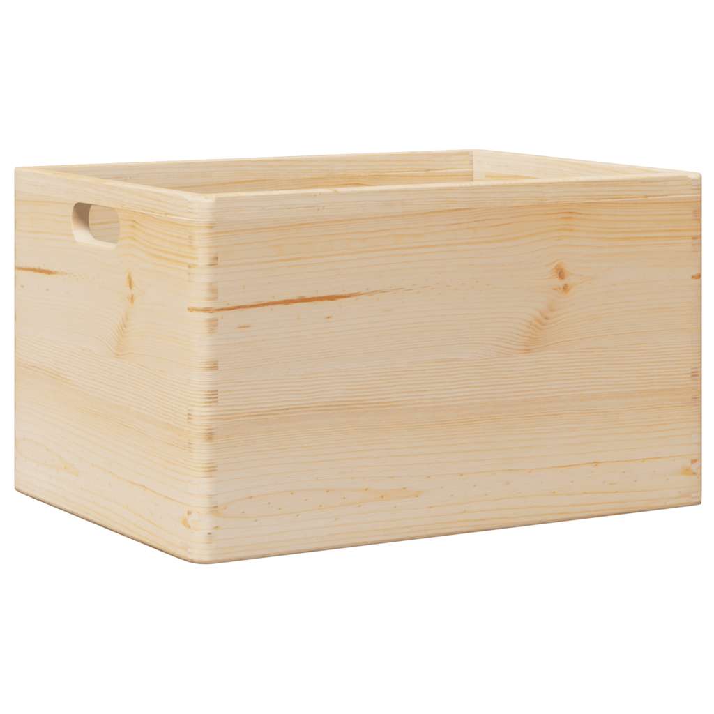 trækasse med håndtag 40x30x23 cm massivt træ fyrretræ