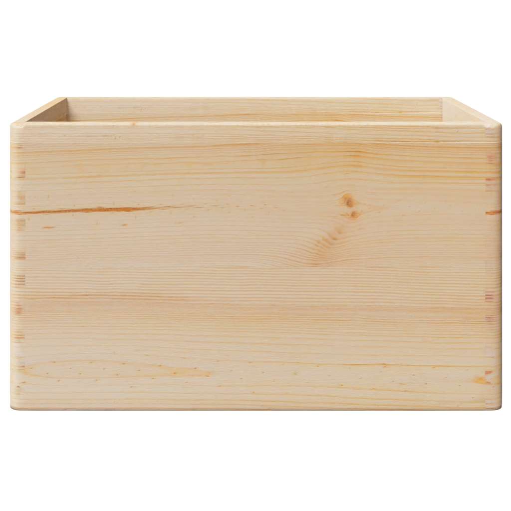trækasse med håndtag 40x30x23 cm massivt træ fyrretræ