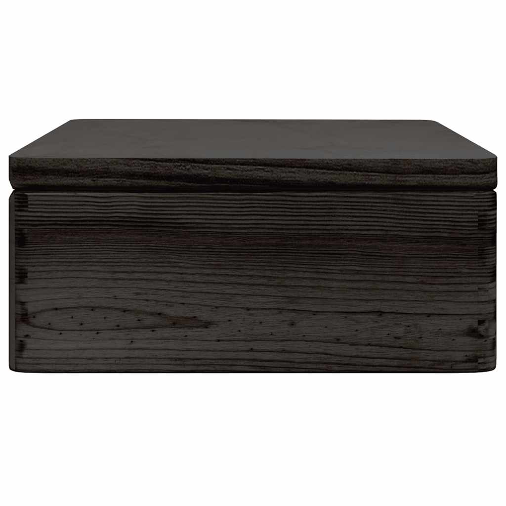 trækasse med låg sort 40x30x13 cm massivt træ fyrretræ