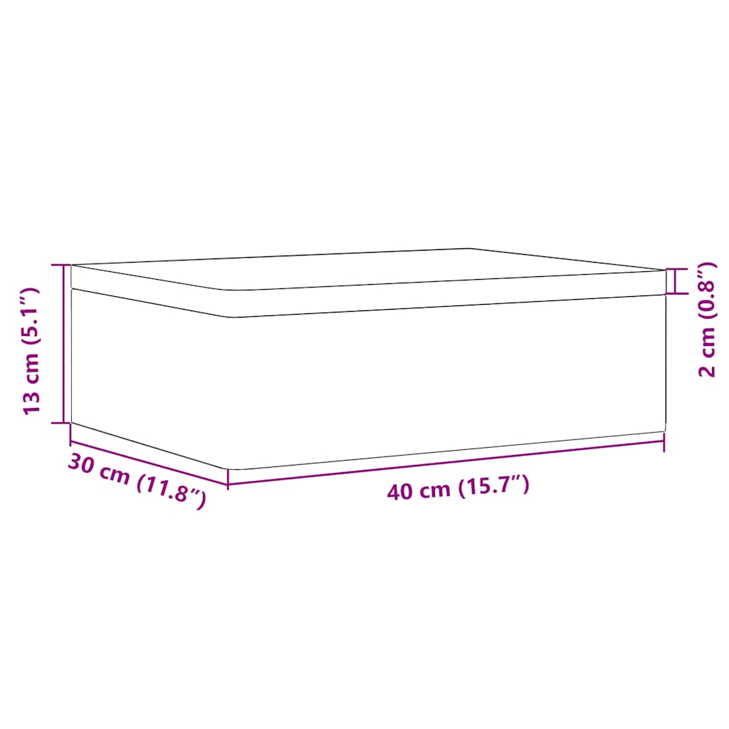 trækasse med låg sort 40x30x13 cm massivt træ fyrretræ