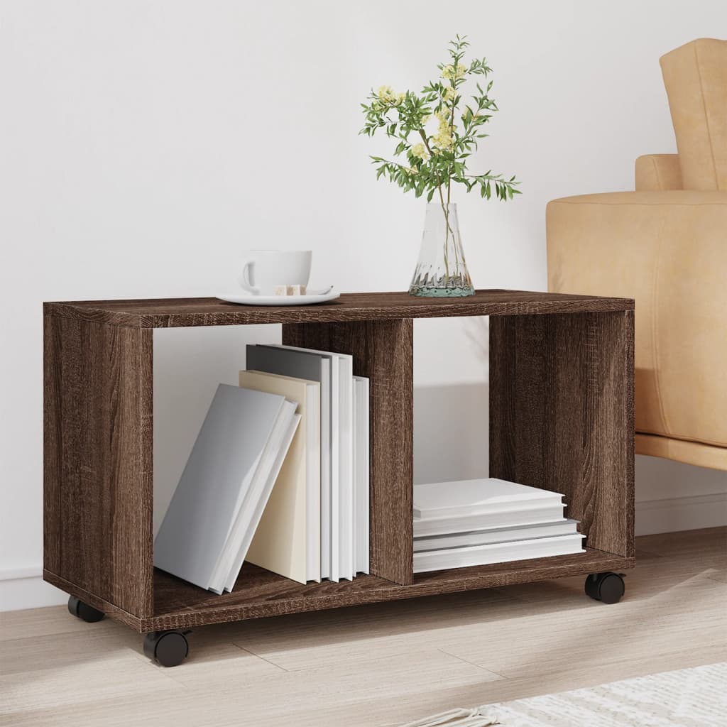 rullebord 72x33x42,5 cm konstrueret træ brun egetræsfarve