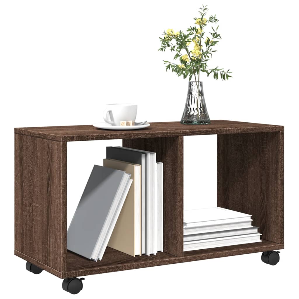 rullebord 72x33x42,5 cm konstrueret træ brun egetræsfarve