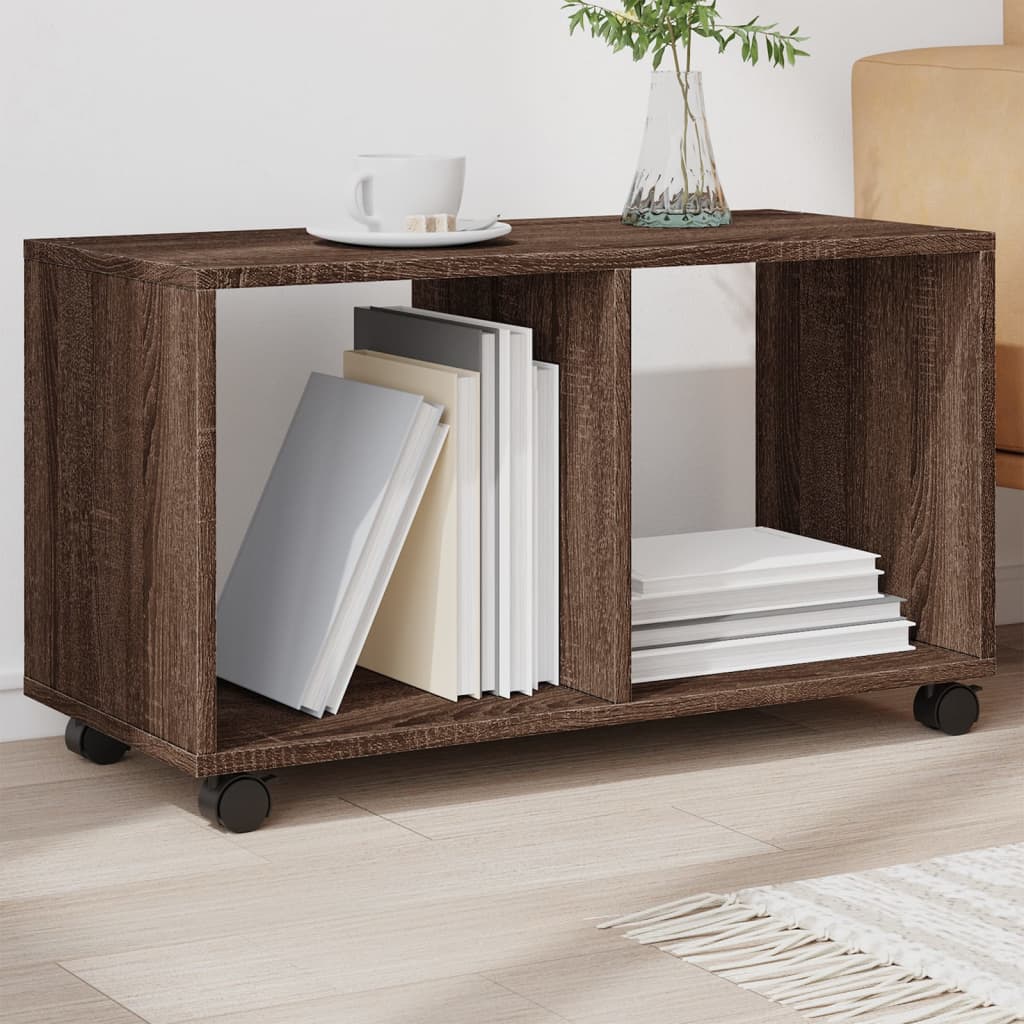 rullebord 72x33x42,5 cm konstrueret træ brun egetræsfarve