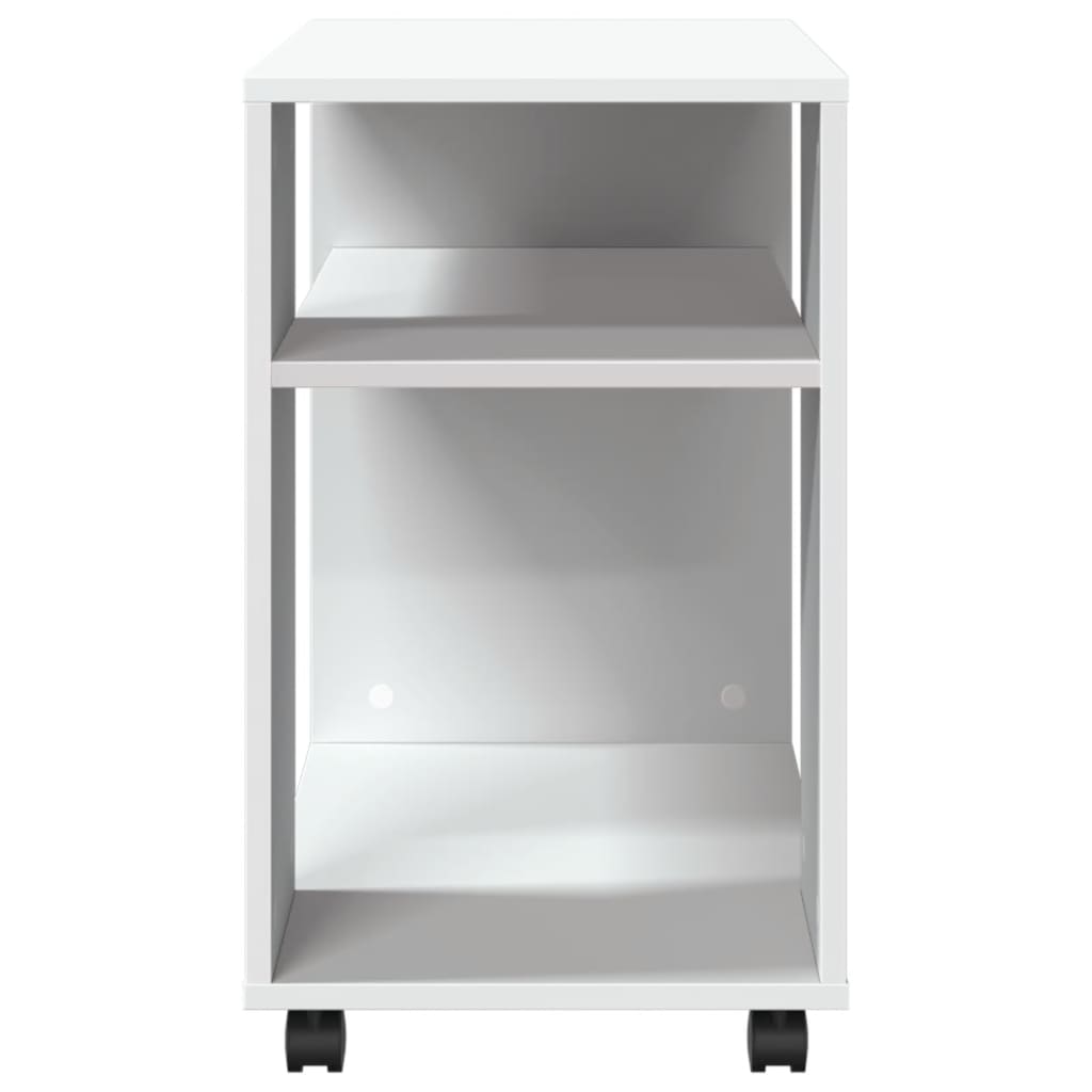sidebord med hjul 70x35x60 cm konstrueret træ hvid